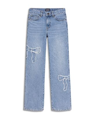 KatieJnyc Girls' Distressed Bow Appliqué Jeans - Big Kid | Bloomingdale ...