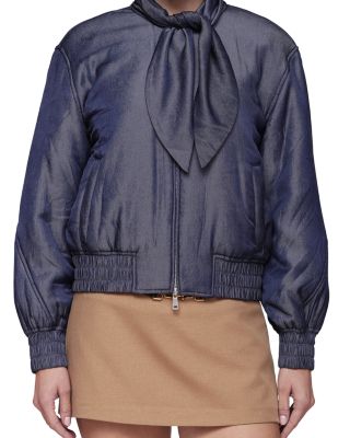 Scarf Tie Bomber Jacket