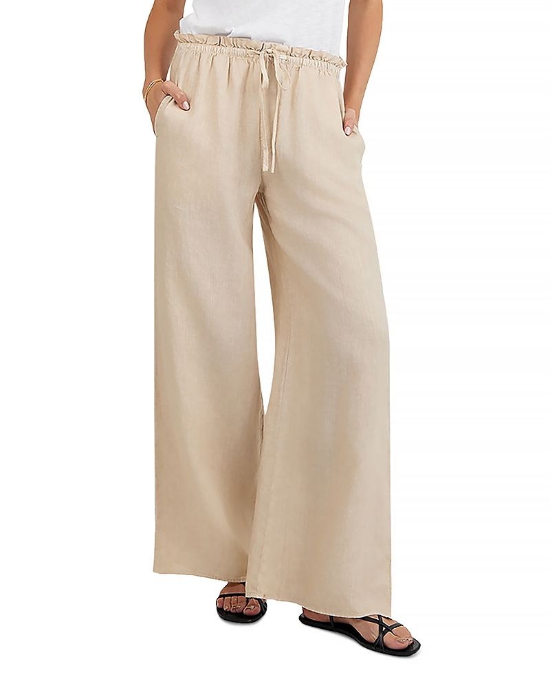 Bella Dahl Ruffle Waist Wide Leg Linen Pants