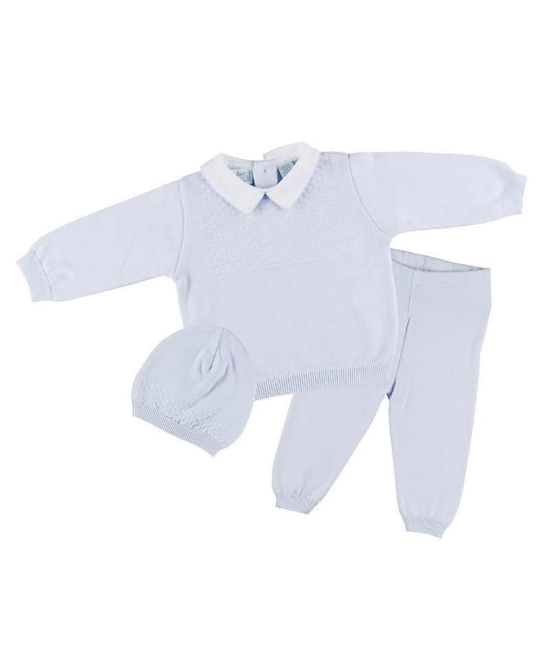 Feltman Brothers Boys' Pique Collar Diamond Knit 2-Piece with Hat - Baby