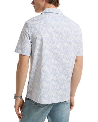 Short Sleeve Floral Stripe Camp Collar Shirt