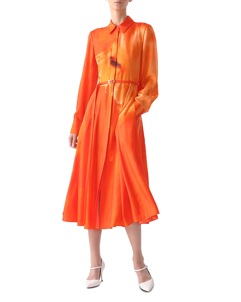 Jason Wu Collection Watercolor Floral Silk Shirt Dress
