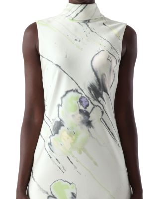 Watercolor Floral Bias Midi Dress