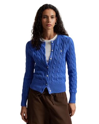 Crewneck Cable Knit Cardigan Sweater