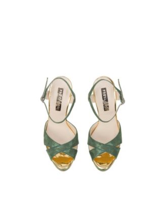  Women's Cher Verde Ankle Strap Pearl Heel Sandal
