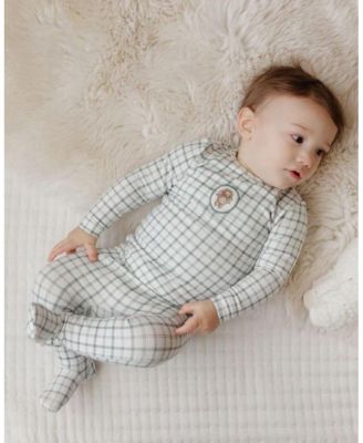 Unisex Modal French Terry Plaid Sheep Collection Footie + Bonnet - Baby