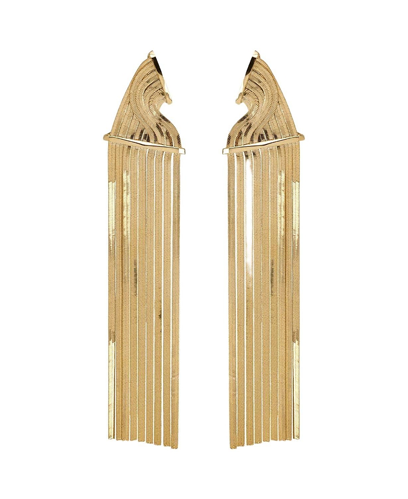 Lanvin Chain Earrings with Fine Brass Dangling Fringes