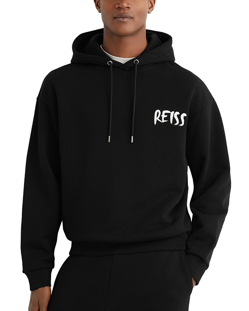 Reiss Newton Printed Cotton Hoodie