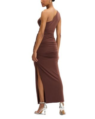 One Shoulder Ruched Jersey Midi Dress