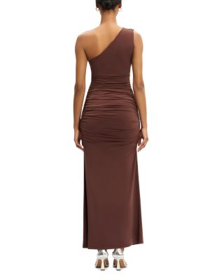 One Shoulder Ruched Jersey Midi Dress