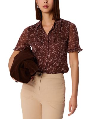 Polka Dot Sheer Sleeve Shirt