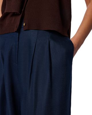 Wide Leg Hopsack Trousers