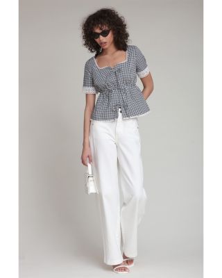 Square Neck Tie Front Top 