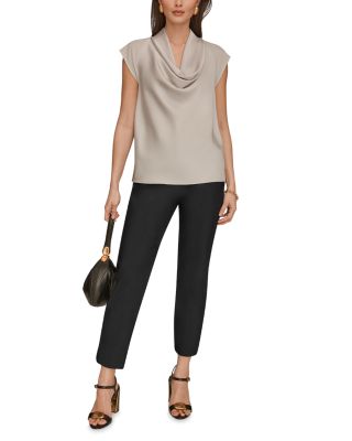 Mixed Media Cowl Neck Top