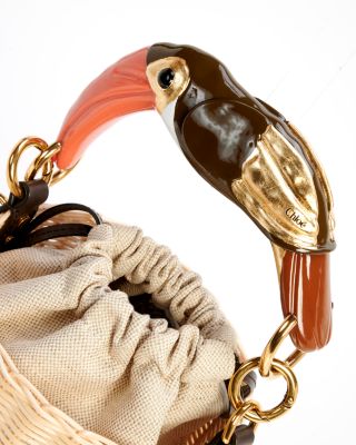 Small Flamingo Handle Basket Bag