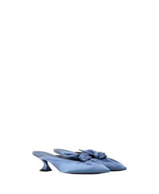  Women's Midnight Step Heeled Mules With A Satin Bow