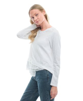 Boxy Mixed Fabric Hem Tee