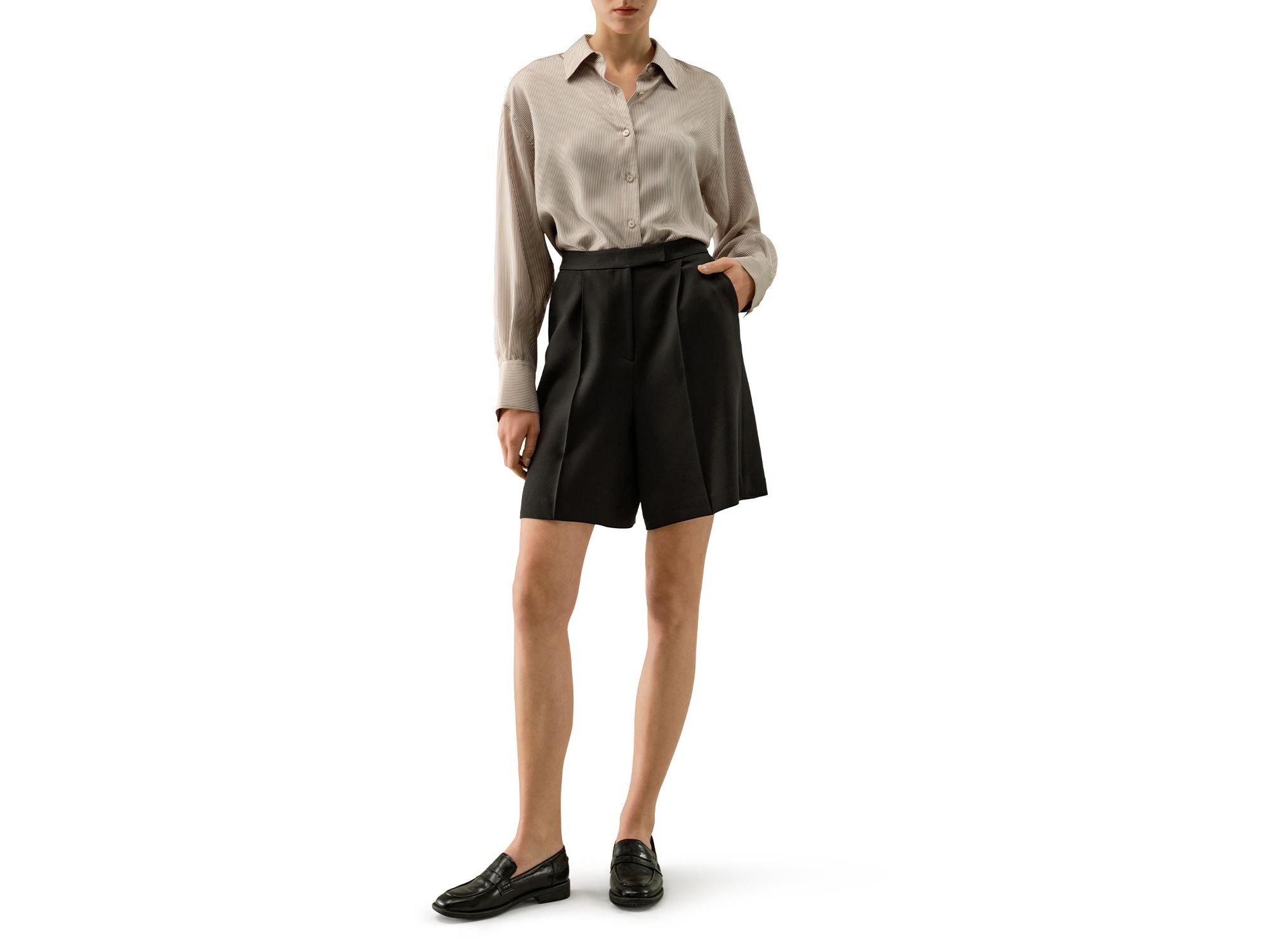 Silk-Wool Blend Polished Shorts — Image 6