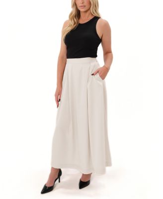 Women's Over-Under Bump Pleated Tencel Maternity Maxi Skirt