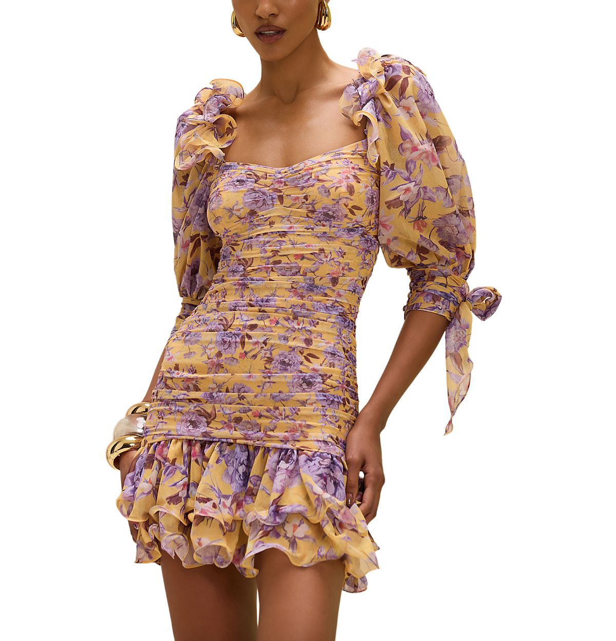PatBO Peony Ruched Mini Dress