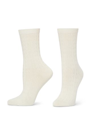 Silk Blend Cable Crew Socks