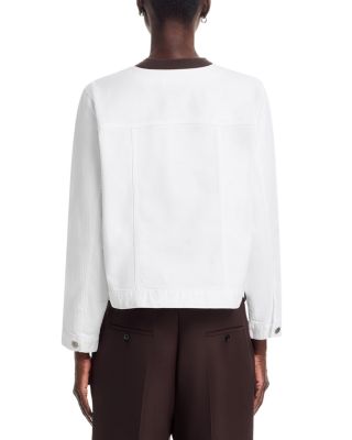 Cotton Blend Denim Round Neck Jacket