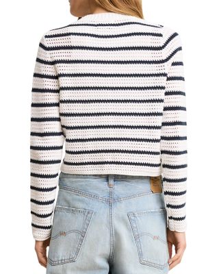 Stripe Shrunken Cardigan Sweater