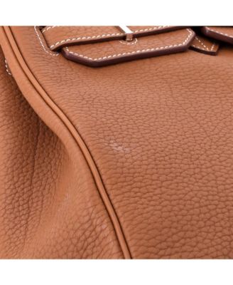 Birkin 35 Handbag Brown Fjord with Palladium Hardware