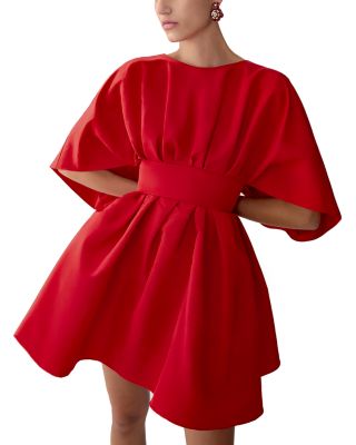 Silk Fan Bodice Mini Dress