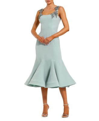 Sleeveless Midi Dress with Floral Embellishments