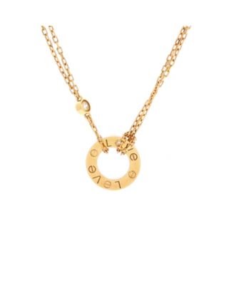  2 Diamonds Love Pendant Necklace 18K Gold and Diamonds, 16"
