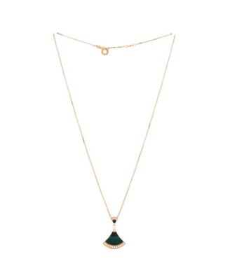  Large Divas' Dream Pendant Necklace 18K Rose Gold with Malachite and Diamonds, 17"