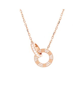  Love Interlocking Pave Necklace 18K Rose Gold and Diamonds, 17"