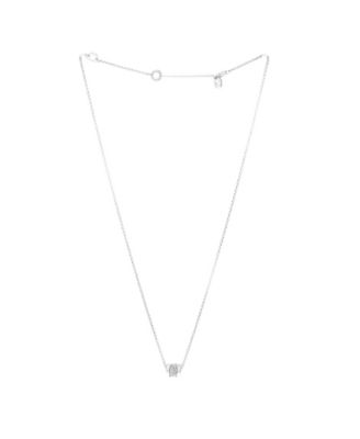  Mini B.Zero1 Pendant Necklace 18K White Gold with Pave Diamonds, 18.5"