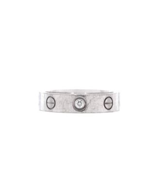  Love Wedding Band 1 Diamond Ring 18K White Gold with Diamond