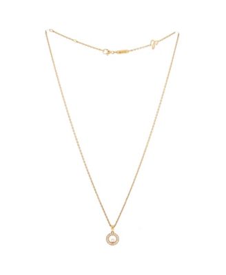  Happy Diamonds Round Pendant Necklace 18K Gold with Diamonds and 1 Floating Diamonds, 16.5"
