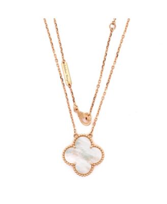  Ginza Edition Magic Alhambra Pendant Necklace 18K Rose Gold and Mother of Pearl, 16.25"