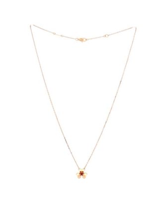  Mini Frivole Pendant Necklace 18K Rose Gold with Ruby, 15.75"