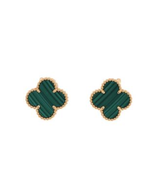 Vintage Alhambra Earrings 18K Gold and Malachite