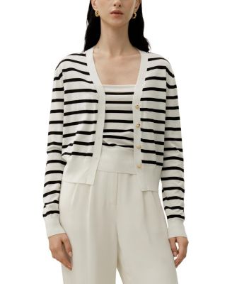  Silk-Cotton Striped Knit Cardigan Set