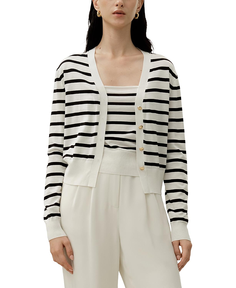 Lilysilk Silk-Cotton Striped Knit Cardigan Set