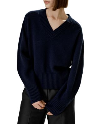  V-Neck Relaxed Fit Wool Cashmere Blend Sweater