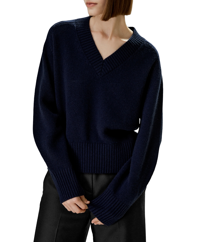 Lilysilk V-Neck Relaxed Fit Wool Cashmere Blend Sweater