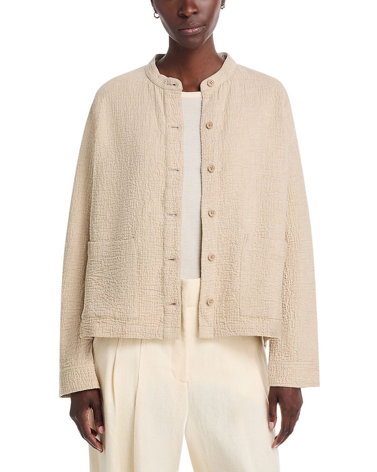 Eileen Fisher Mandarin Collar Shirt Jacket