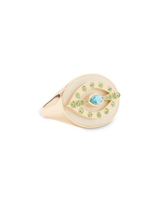 Saruti Crystal Evil Eye Cocktail Ring 