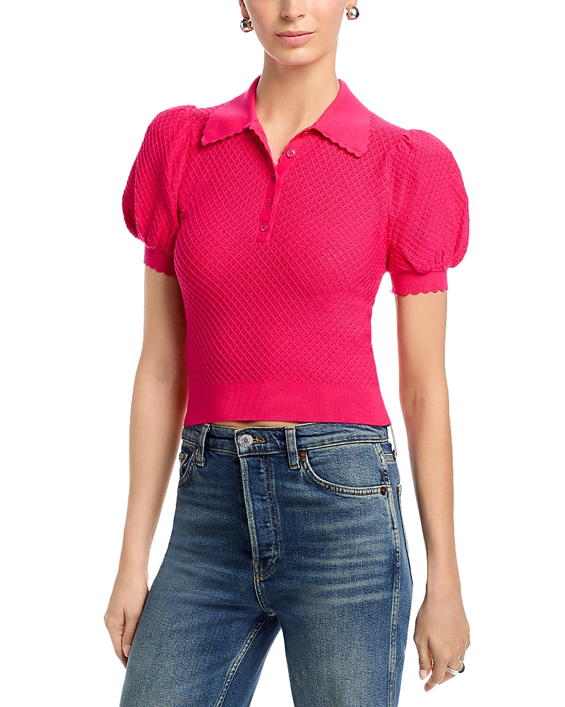 Alice and Olivia Ramona Pointelle Polo Sweater