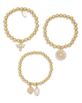 Lina Crystal & Cultured Freshwater Pearl Charm Stretch Bracelets, Set of 3