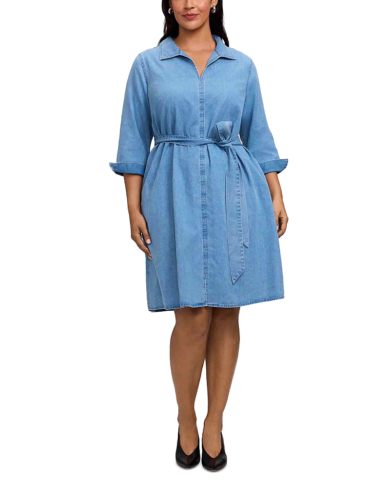 Foxcroft Plus Agnes 3/4 Sleeve Denim Dress