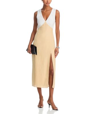 Cooper Linen V Neck Midi Dress