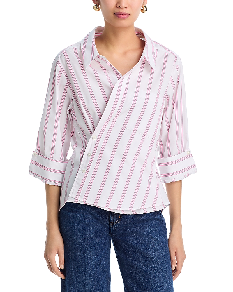 Cissa 3/4 Sleeve Asymmetric Wrap Shirt